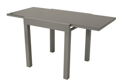 Balkon-Ausziehtisch 70-140x70 cm Aluminium Silbergrau Tischplatte Glas