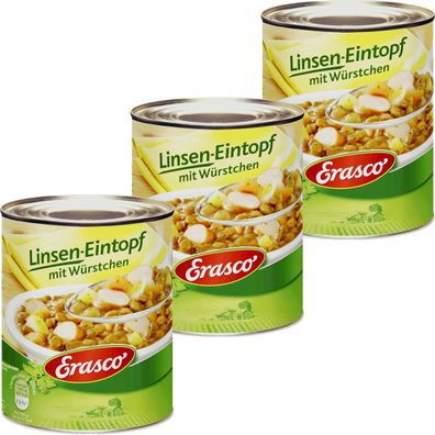 Erasco Linseneintopf mit Würstchen für die ganze Familie 800g 3er Pack