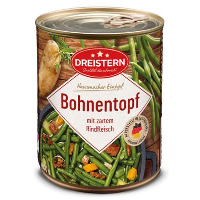 Dreistern Bohnen Eintopf mit zartem Rindfleisch hausgemacht 800g