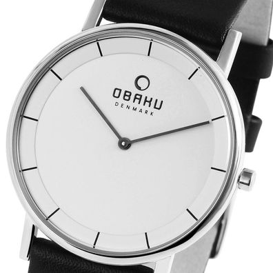 Obaku Denmark Unisex Armbanduhr Echt Lederband - Design by Christian Mikkelsen