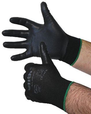 Nylon Feinstrick-Handschuhe mitNitril-Schaum, schwarz, Cat II, Größe 9