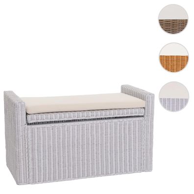 Sitzbank M92 Garderobenbank Bank Sitzhocker mit Stauraum Kissen Kubu Rattan 88cm