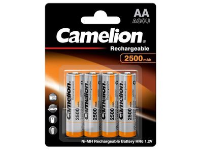 Mignon-Akku Camelion 1,2 V, 2500 mAh, Typ AA, NiMH, 4er Blister