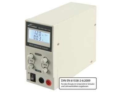 Labornetzgerät McPower ''LBN-305'', 0-30 V, 0-5 A regelbar, LC-Anzeige