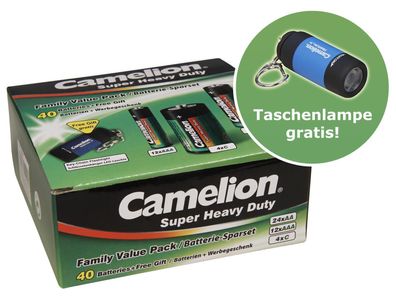 Camelion Super Heavy Duty Set 40-tlg, 24xAA Mignon, 12xAAA Micro, 4xC Baby