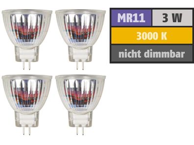 LED-Strahler McShine ''MCOB'' MR11 / G4, 3W, 250lm, warmweiß, 4er-Pack