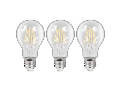 LED Filament Set McShine, 3x Glühlampe, E27, 6W, 600lm, warmweiß, klar, dimmbar