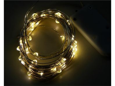 LED Draht-Lichterkette McShine ''Micro'' 50 LEDs, warmweiß, Batteriebetrieb