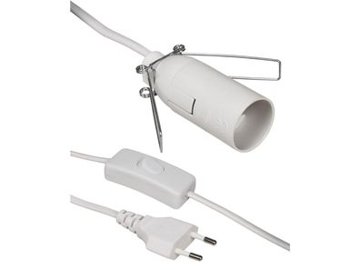 Euro-Netzkabel McPower mit Schnurschalter und E14 Fassung, 3,5m, weiß
