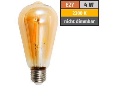 LED Filament Glühlampe McShine ''Retro'' E27, 4W, 400lm, warmweiß, goldenes Glas