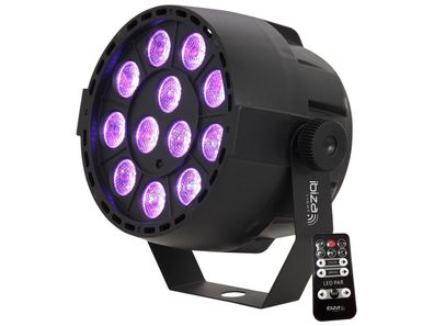 LED-Lichteffekt IBIZA ''PAR-MINI-RGB3'' 12x 3W RGB LED, Musiksteuerung, DMX