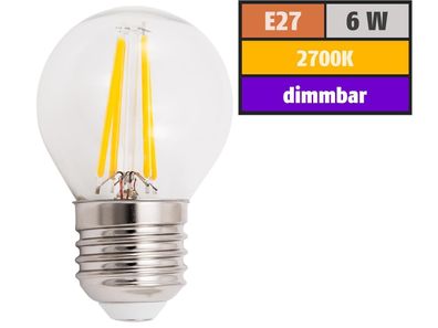 LED Filament Tropfenlampe McShine ''Filed'' E27, 6W, 600lm, warmweiß, dimmbar