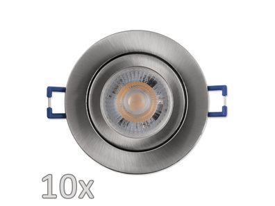 Einbauleuchten-Set McShine, 10xRahmen,10x LED-Modul, 5W, 400lm, 230V, Edelstahl,