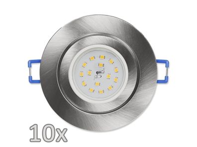 Einbauleuchten-Set McShine, 10xRahmen, 10x LED-Modul, 5W, 400lm, 230V, Edelstahl