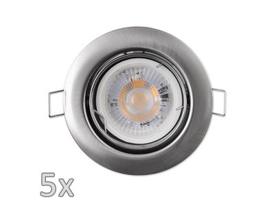 Einbauleuchten-Set McShine, 5xRahmen, 5xLED-Modul, 5W, 400lm, 230V, Edelstahl