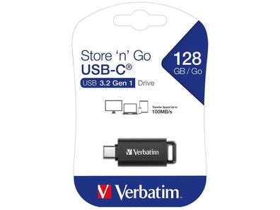 USB-C 3.2 Stick Verbatim, 128GB Speicher, Store 'n' Go, Typ C, chiebemechanismus