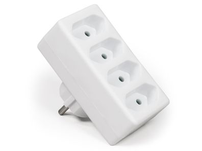 Steckdosenadapter McPower, 4x Euro, weiß