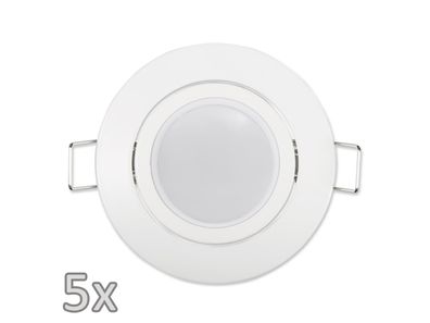 Einbauleuchten-Set McShine, 5xRahmen, 5xLED-Modul, 3W, 265lm, 230V, weiß