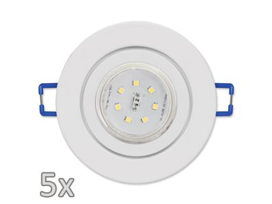 Einbauleuchten-Set McShine, 5xRahmen, 5xLED-Strahler, GU10, 3W, 300 lm, IP44