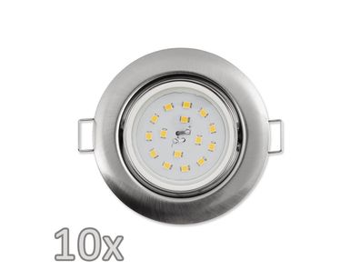 Einbauleuchten-Set McShine, 10xRahmen, 10xLED-Modul, 5W, 400lm, 230V, Edelstahl