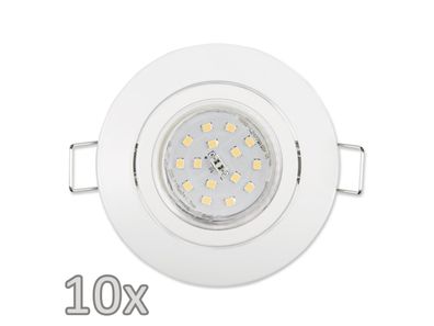 Einbauleuchten-Set McShine, 10xRahmen, 10xLED-Strahler, 5W, 500lm, weiß