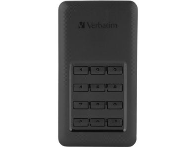 SSD 256GB Verbatim, USB 3.1, A-C, 4,57cm (1,8''), schwarz, ecure Portable, Keypad