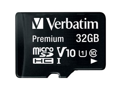 Micro SDHC Card Verbatim, 32GB Speicherkapazität, inkl. Adapter, Class 10