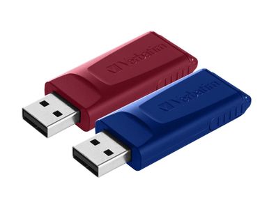 USB 2.0 Stick Verbatim, 32GB, Slider, rot-blau, Multipack, 2er-Pack