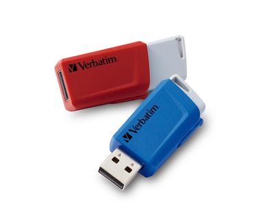 USB 3.2 Stick Verbatim ''Store 'n' Click'', 32GB, rot-blau, Typ-A, 2er-Pack