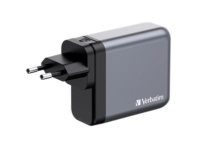 Ladeadapter Verbatim, Universal, NC-140, GaN, 140W, rau,1x USB-A QC, 3x USB-C PD