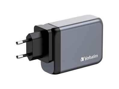 Ladeadapter Verbatim, Universal, NC-100, GaN, 100W, rau,1x USB-A QC, 3x USB-C PD