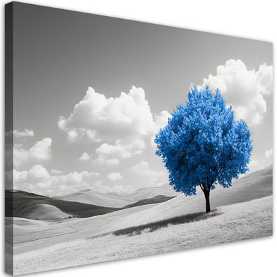 Leinwandbild, Blaue Baumlandschaft