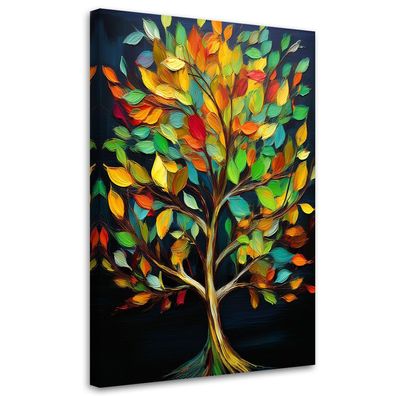 Leinwandbild, Baum Bunte Blätter Abstraktion