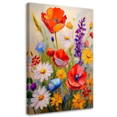Leinwandbild Blumenwiese Natur Wand Deko Leinwand Wall Art