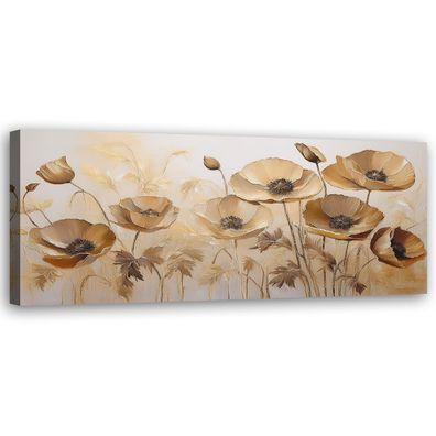 Leinwandbild, Mohnblumen Boho Beige Sepia