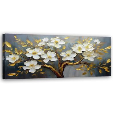 Leinwandbild, Weiße Blumen Pflanzen Baum