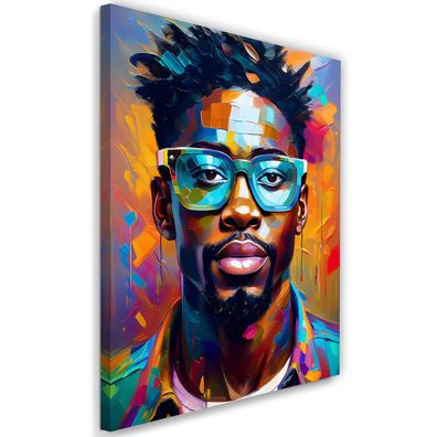 Leinwandbild, Moderne Herrenbrille Pop-Art