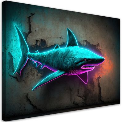 Leinwandbild, Tiere Delphin Neon