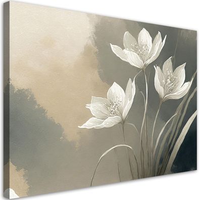 Bilder Blumen Abstrakt Beige Wall Art Decoration Leinwand Wall Art