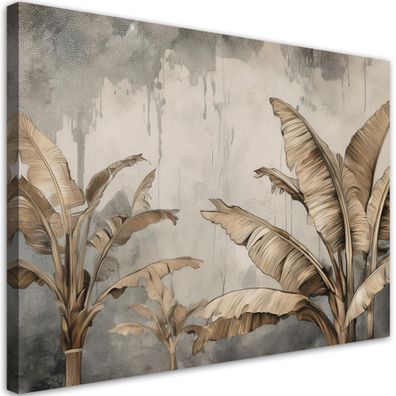 Leinwandbild, Exotische Blätter Beige
