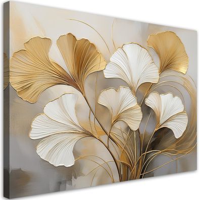 Leinwandbild, Blattwerk Botanica Beige
