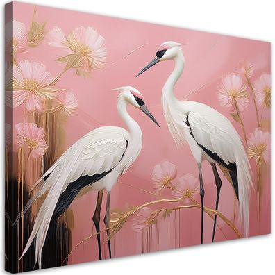 Wandbild Vögel Kraniche Rosa Moderne Bild Wohnzimmer Bild