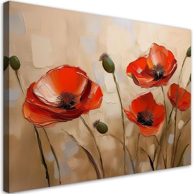 Leinwandbild, Gemalte Mohnblumen