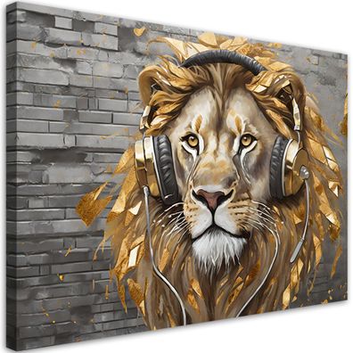 Leinwandbild, Lion Pop Art Musik