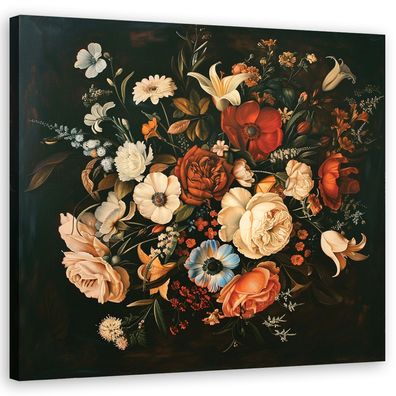Leinwandbild, Retro Vintage Blumen