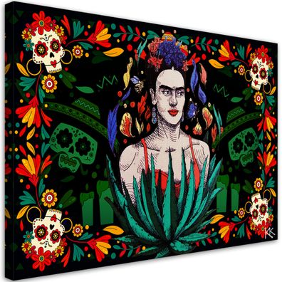 Leinwandbild, Frida Kahlo in mexikanischem Relief