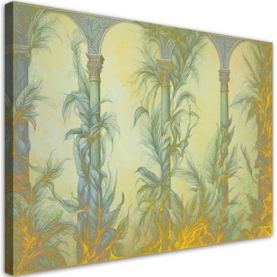 Leinwandbild, Säulen und Blätter im Boho-Stil