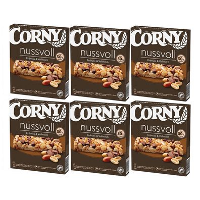 Corny Nussvoll Erdnuss und Vollmilchschoko Riegel 96g 6er Pack