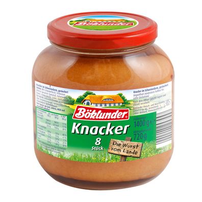 Böklunder Knacker Würstchen 8 Stück Abtropfgewicht 720g Glas 1400g