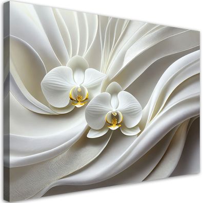 Leinwandbild, Weiße Orchidee 3D Abstraktion